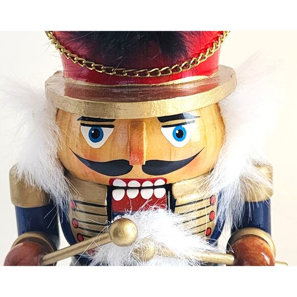 NUTCRACKER-Wooden-Drummer-English Style-Drum & Hat-Christmas-7 in tall - Picture 7 of 14